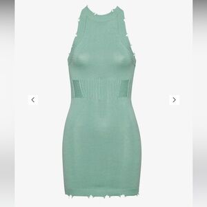 SER.O.YA distressed corded knit teal/aqua dress, size extra small NWT